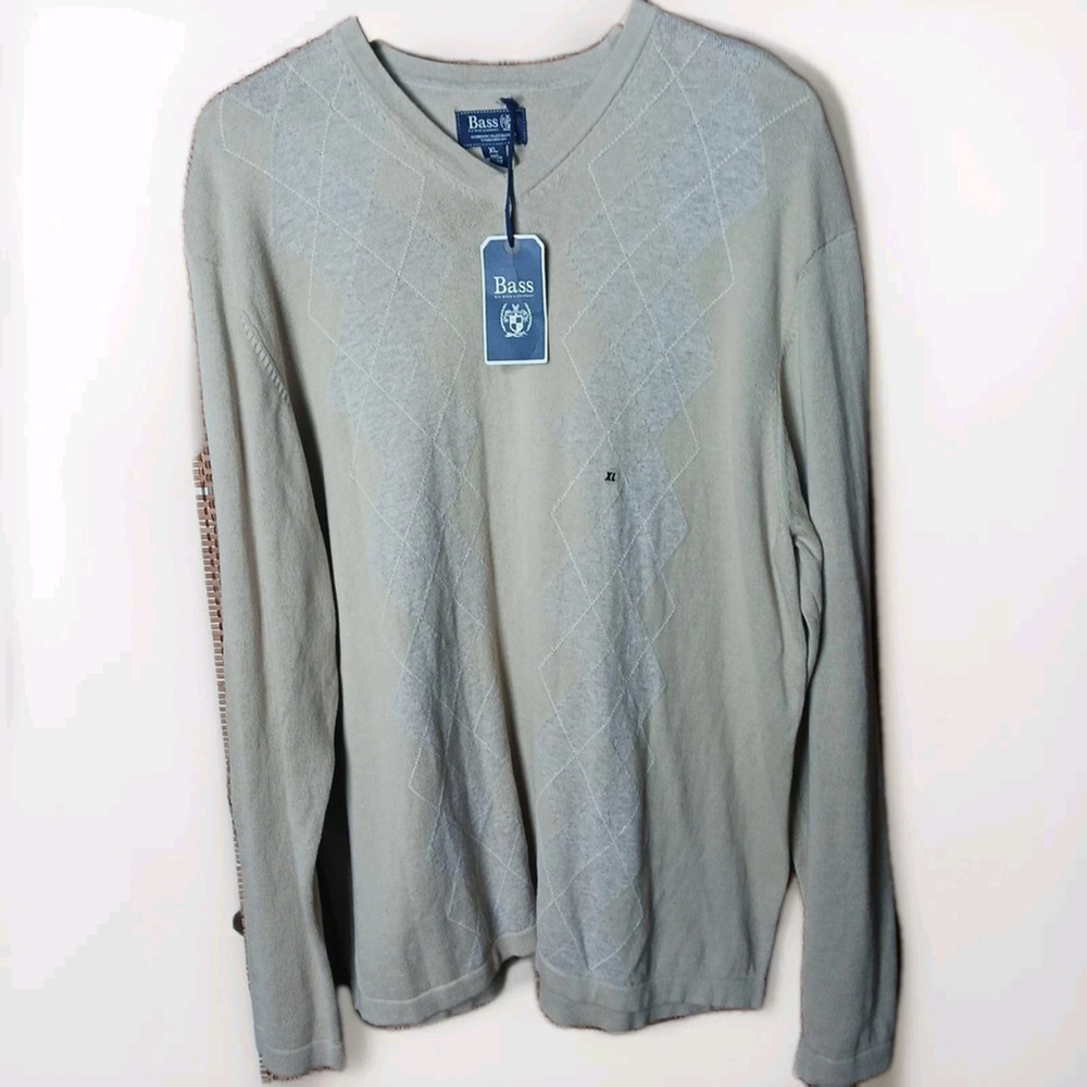 GH Bass and Co Mens Tan Cotton V Neck Sweater XL